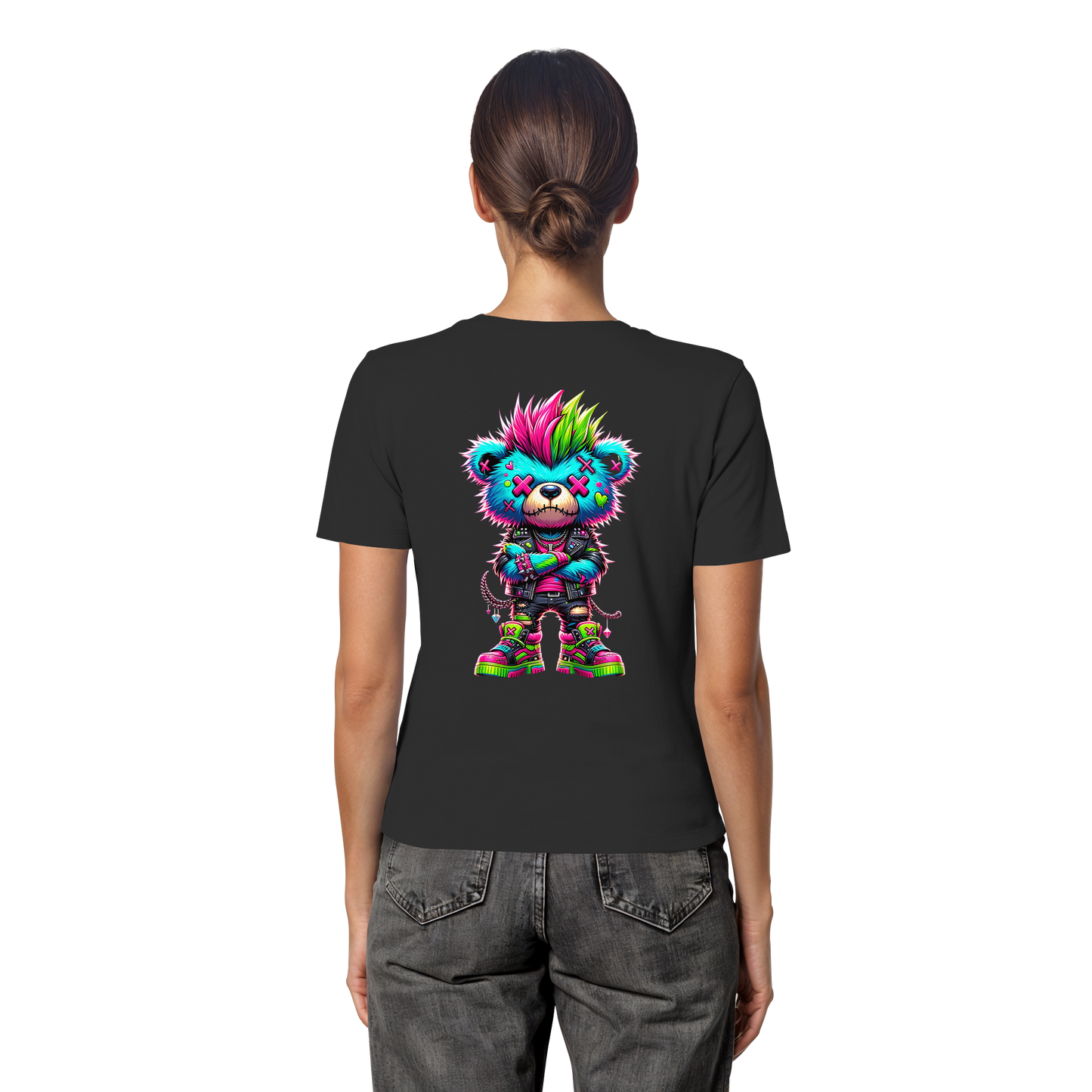 Punk Neon Teddy - Fitted Ladies Organic Shirt
