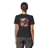 Chemise bio ajustée pour femme à motif tête de mort florale