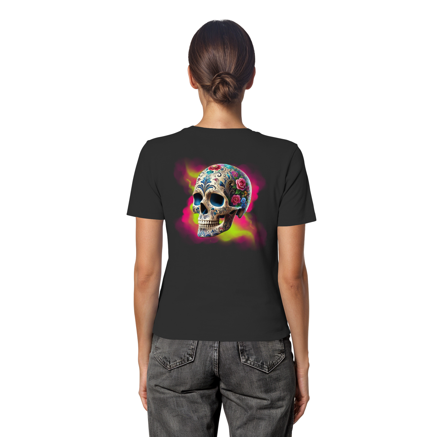 Floral Skull - Fitted Ladies Organic Shirt