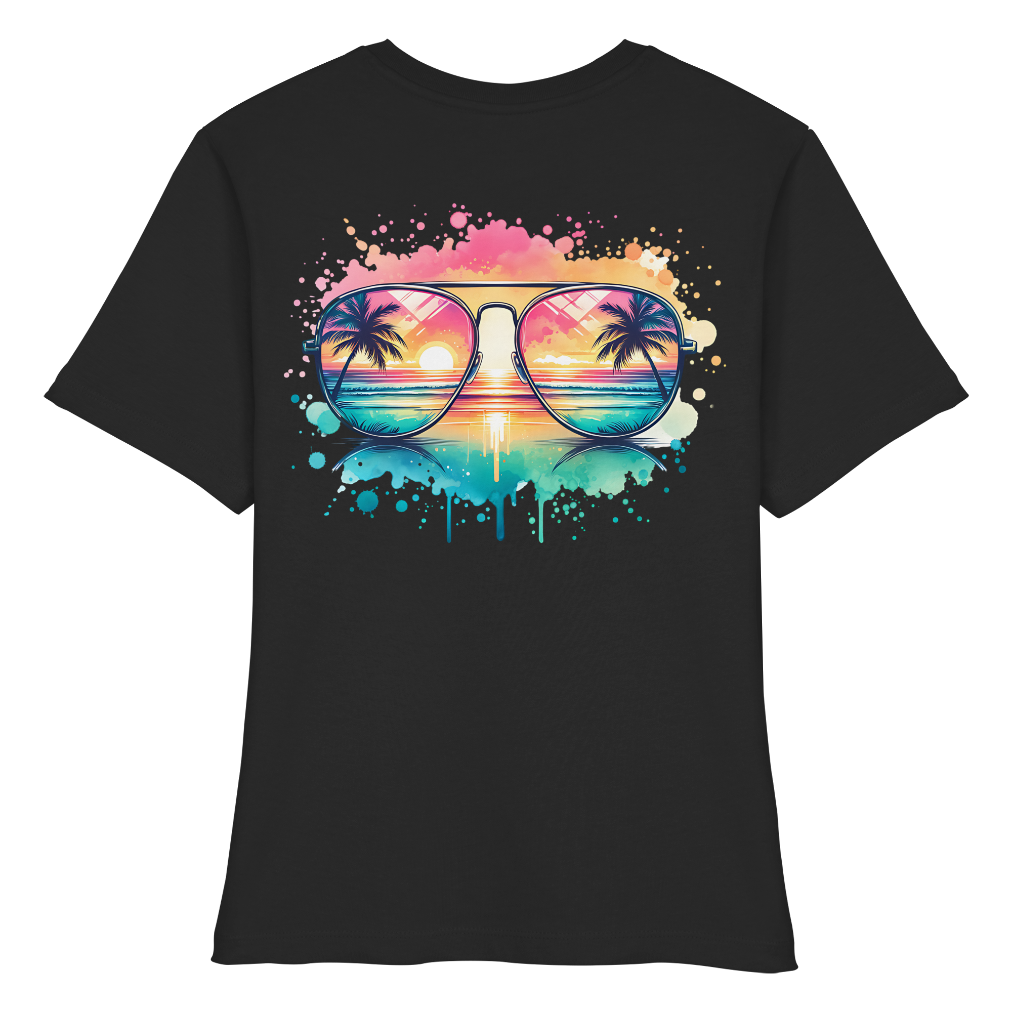 Tropical Sunset Glasses - Fitted Ladies Organic Shirt
