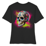 Chemise bio ajustée pour femme à motif tête de mort florale