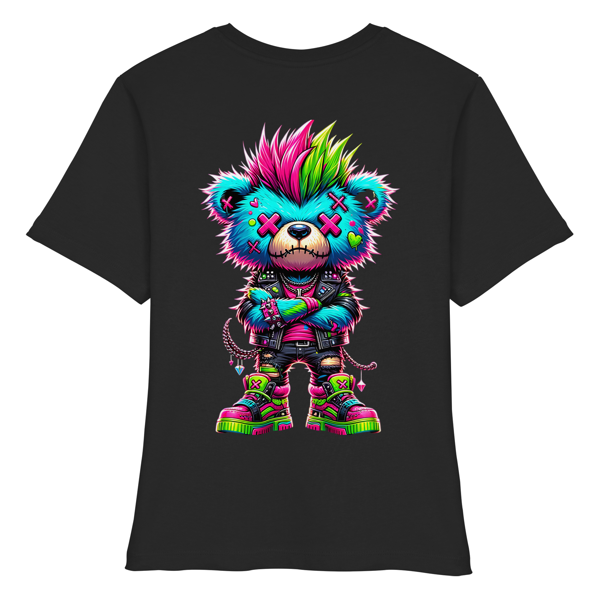 Punk Neon Teddy - Fitted Ladies Organic Shirt