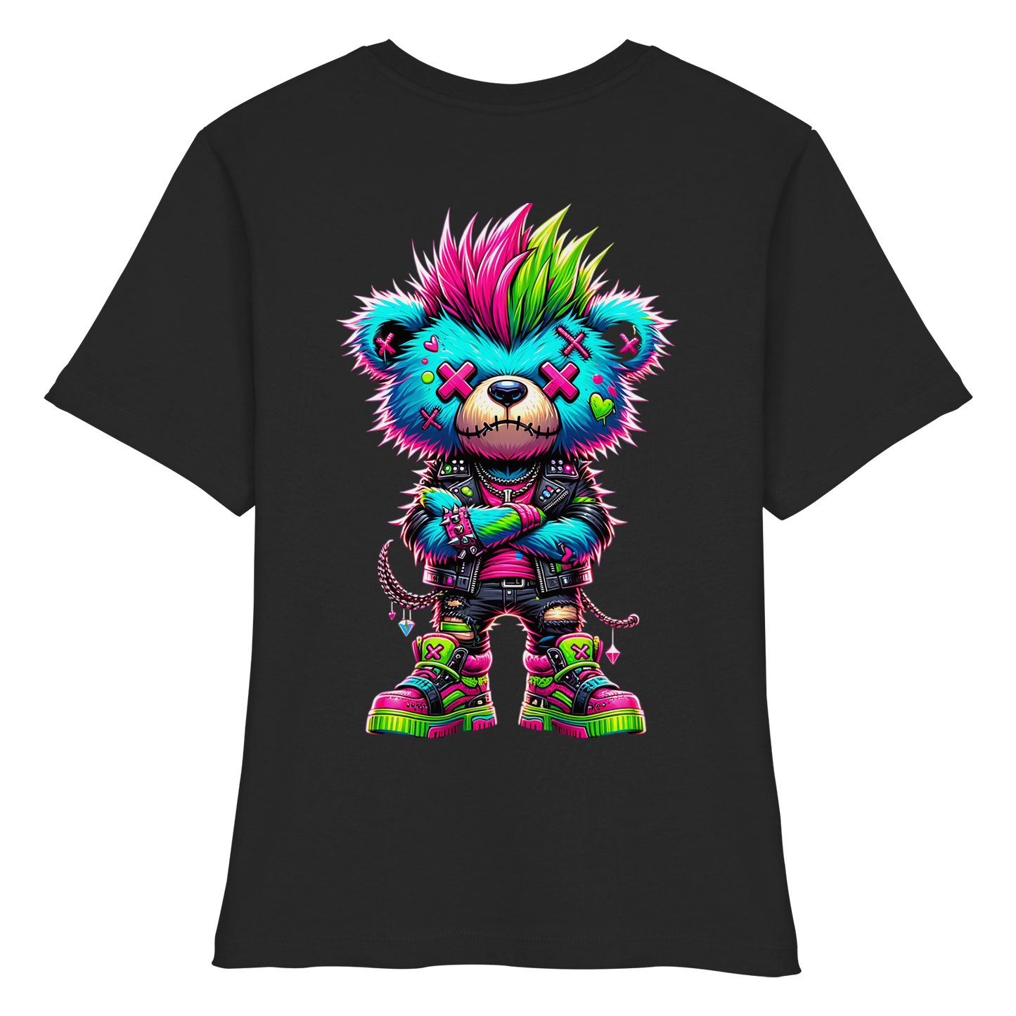 Punk Neon Teddy - Fitted Ladies Organic Shirt