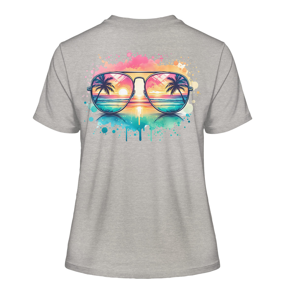 Tropical Sunset Glasses - Fitted Ladies Organic Shirt