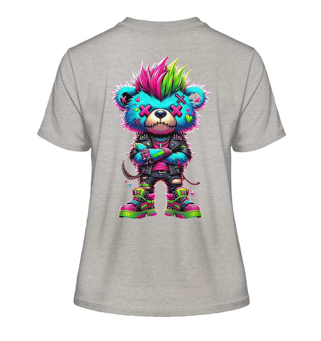 Punk Neon Teddy - Fitted Ladies Organic Shirt