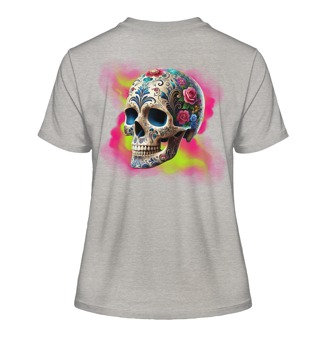 Floral Skull - Fitted Ladies Organic Shirt