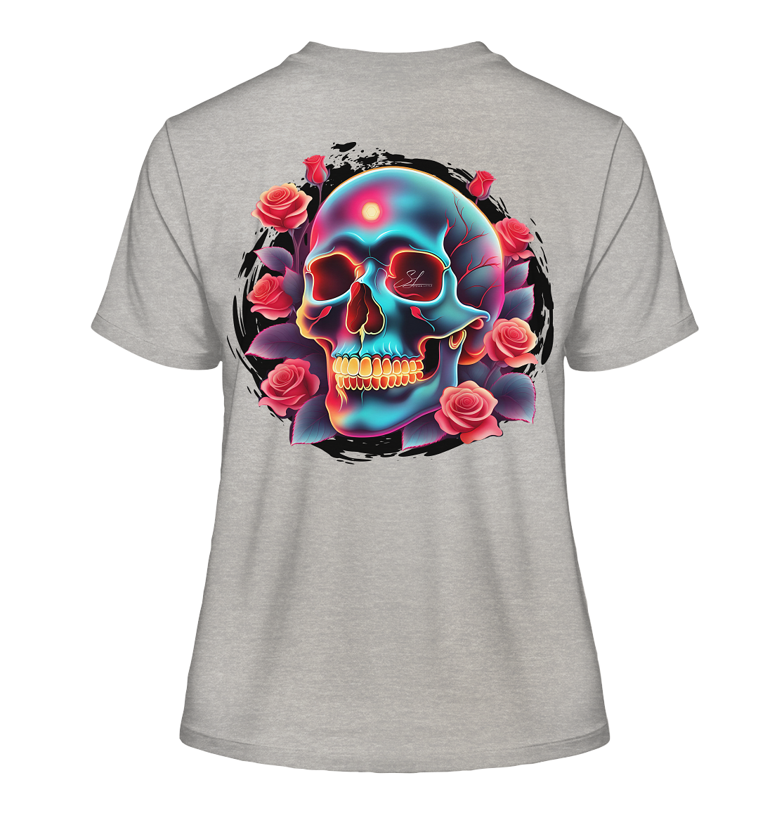Glow Skull Design - Fitted Ladies Organic Shirt