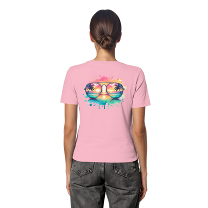 Tropical Sunset Glasses - Fitted Ladies Organic Shirt