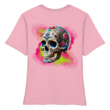 Chemise bio ajustée pour femme à motif tête de mort florale