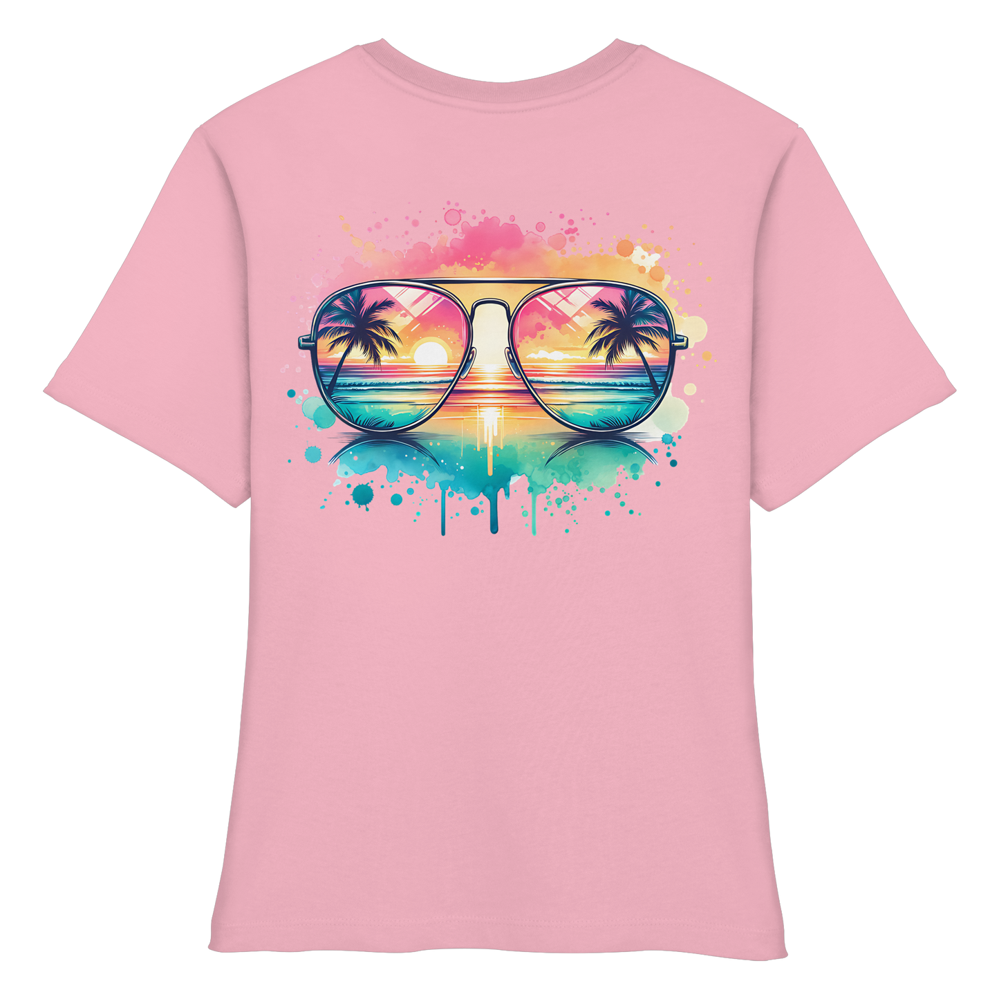 Tropical Sunset Glasses - Fitted Ladies Organic Shirt