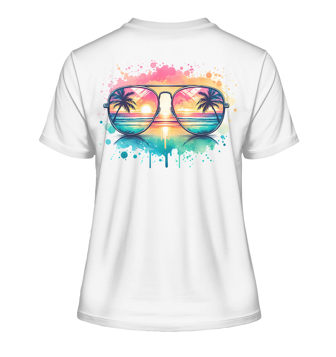 Tropical Sunset Glasses - Fitted Ladies Organic Shirt