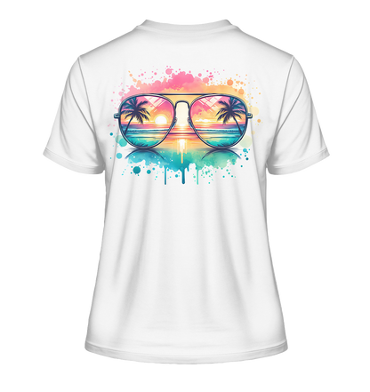 Tropical Sunset Glasses - Fitted Ladies Organic Shirt