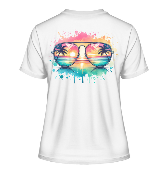Tropical Sunset Glasses - Fitted Ladies Organic Shirt