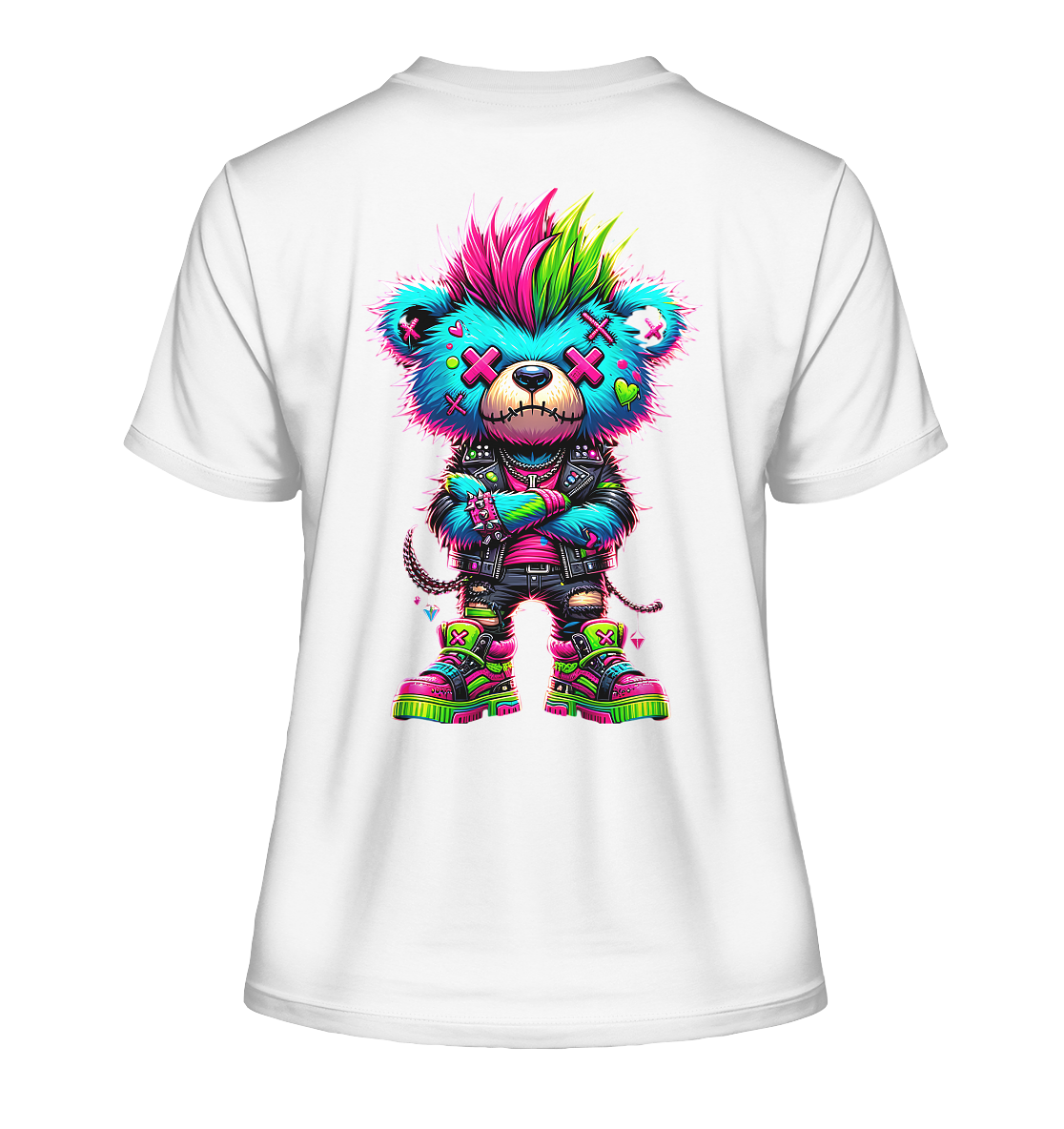 Punk Neon Teddy - Fitted Ladies Organic Shirt