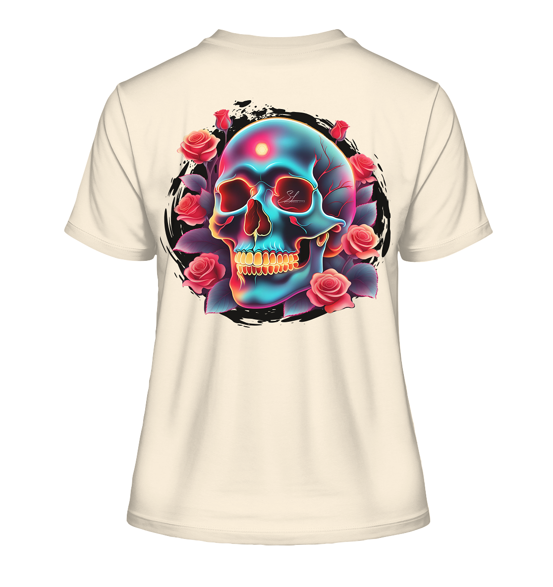 Glow Skull Design - Fitted Ladies Organic Shirt