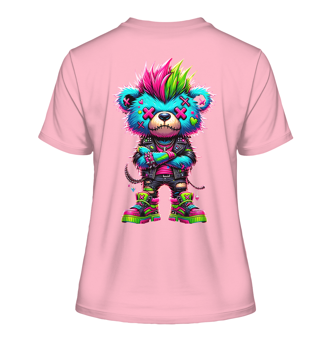 Punk Neon Teddy - Fitted Ladies Organic Shirt