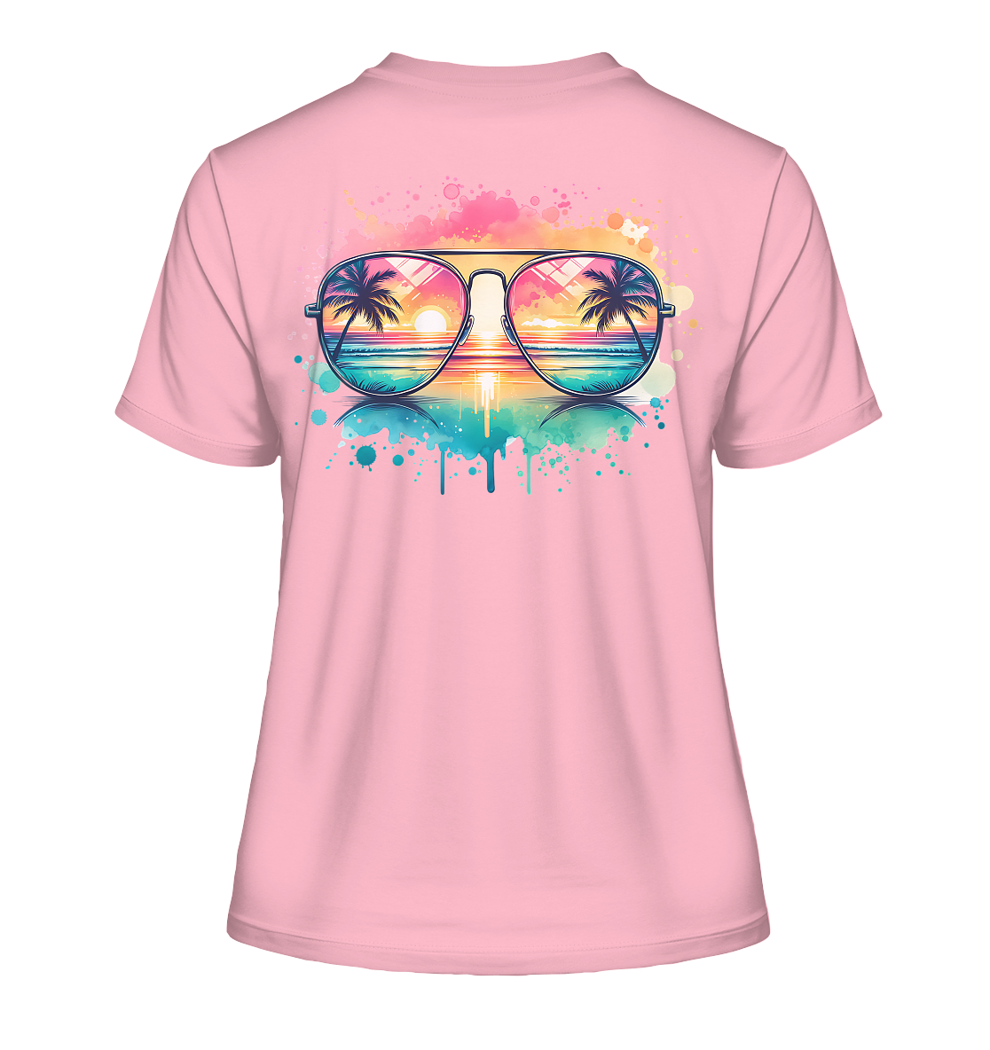 Tropical Sunset Glasses - Fitted Ladies Organic Shirt