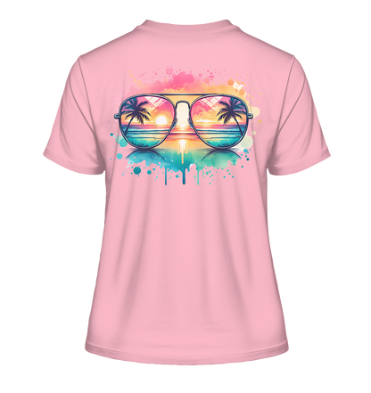 Tropical Sunset Glasses - Fitted Ladies Organic Shirt