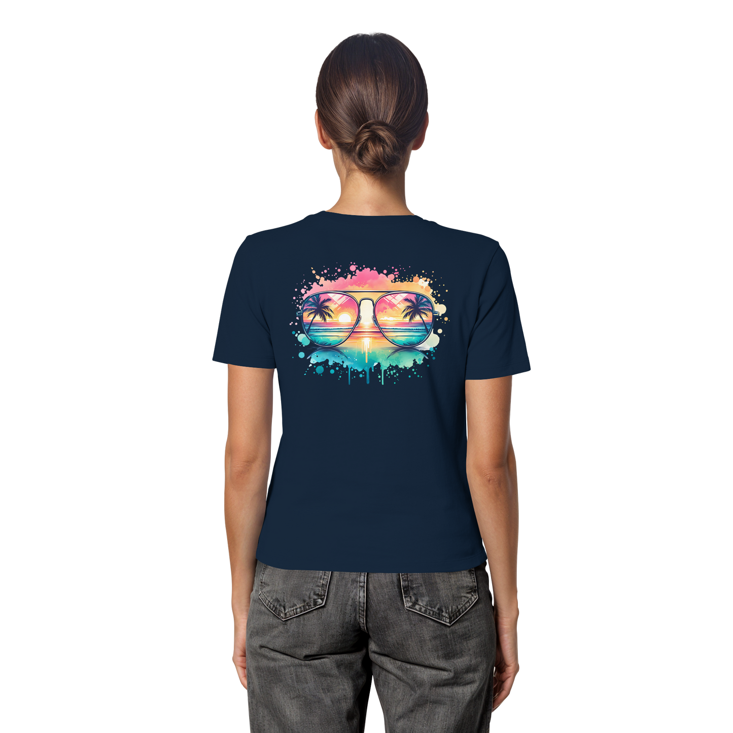 Tropical Sunset Glasses - Fitted Ladies Organic Shirt