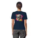 Chemise bio ajustée pour femme à motif tête de mort florale