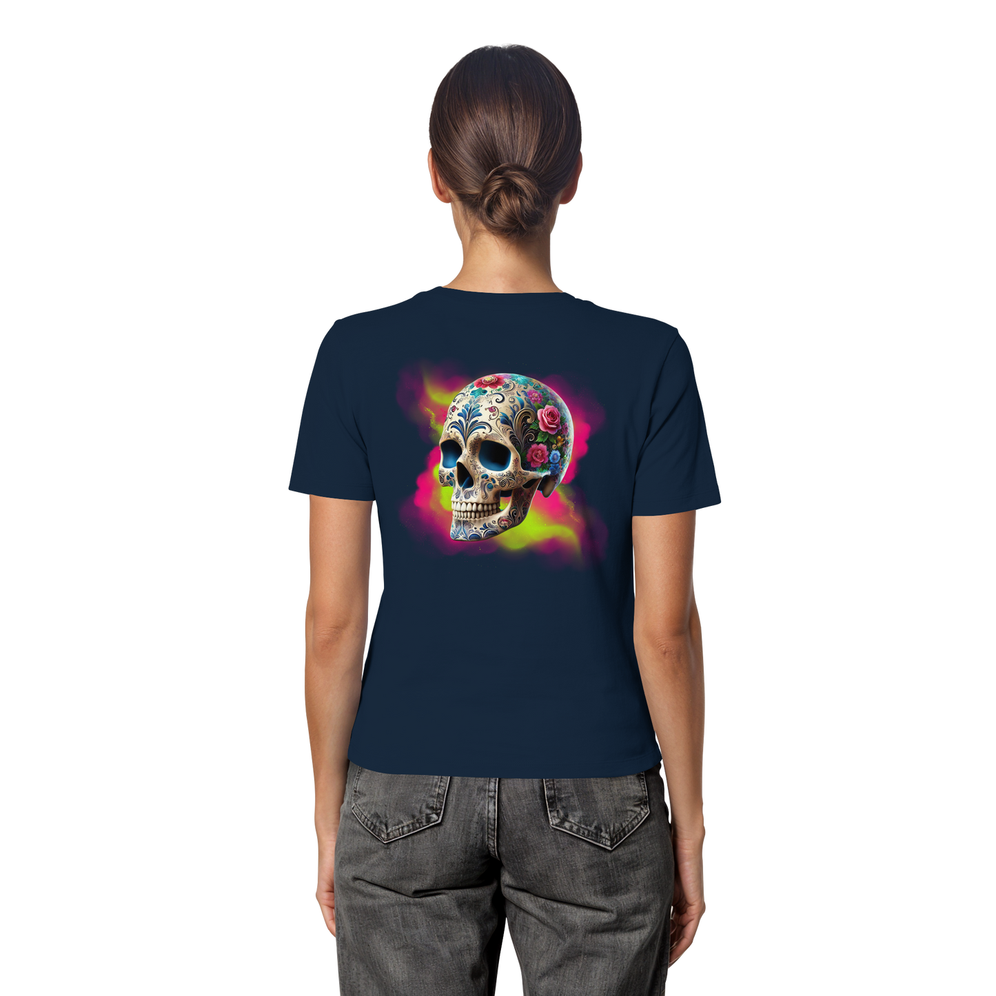 Floral Skull - Fitted Ladies Organic Shirt