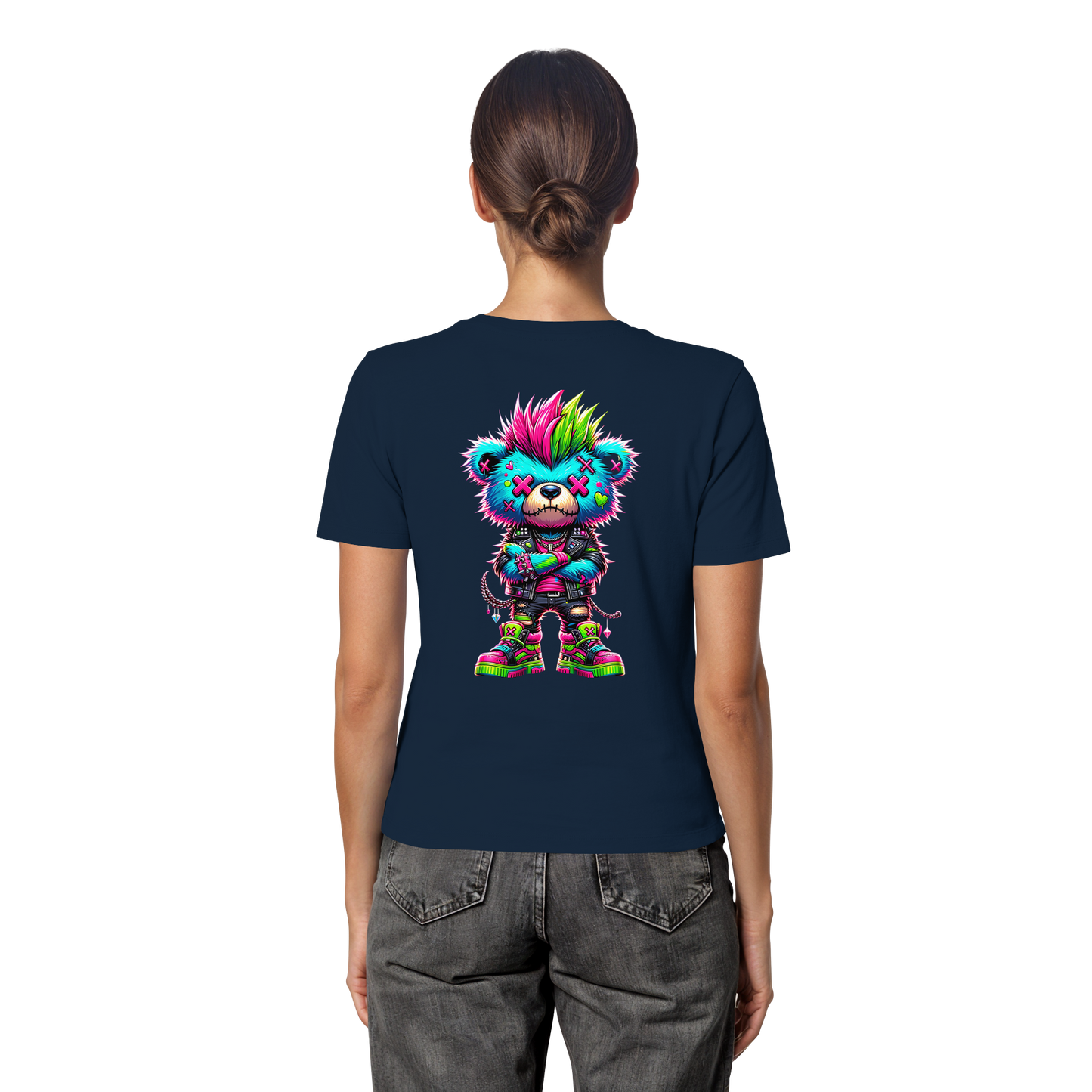 Punk Neon Teddy - Fitted Ladies Organic Shirt