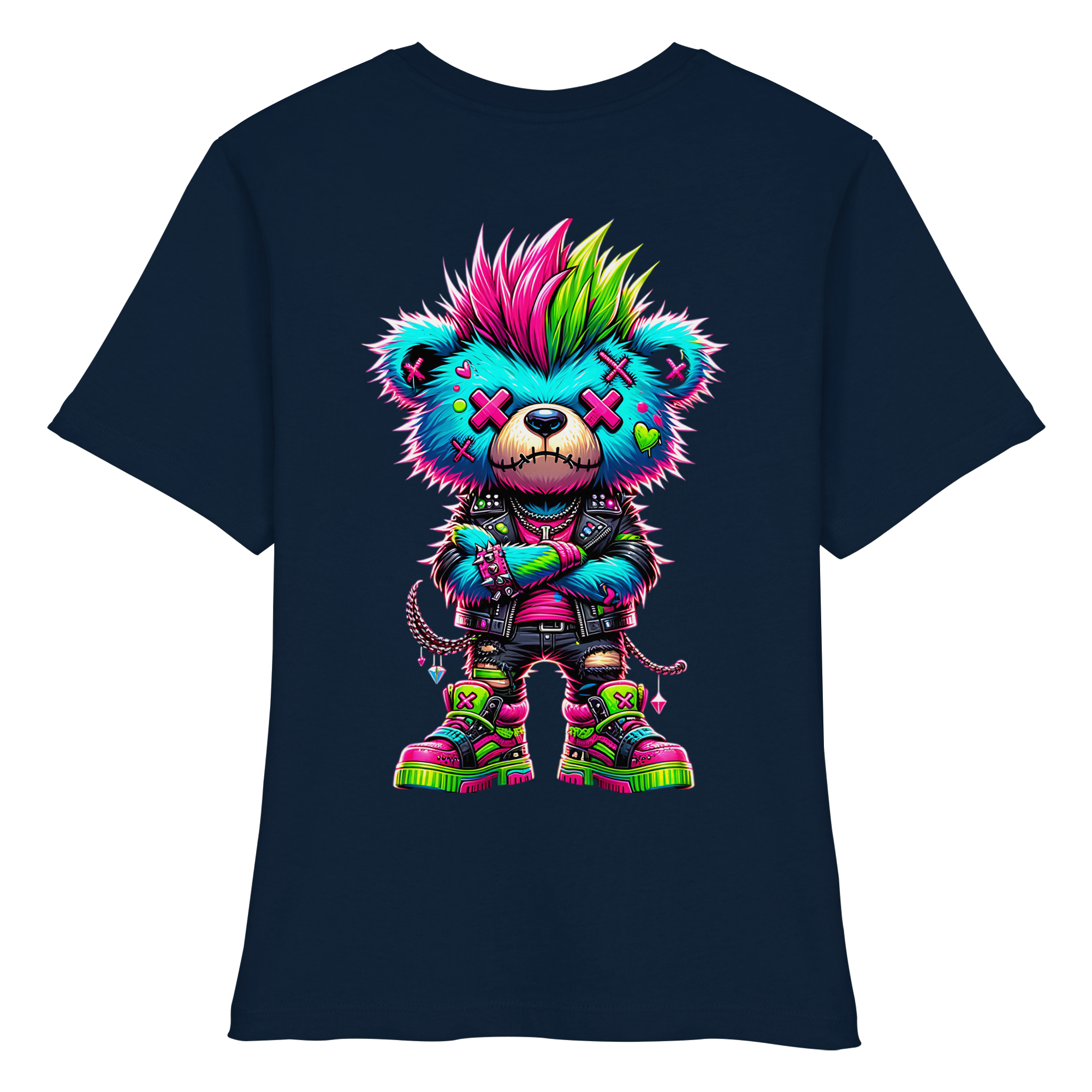 Punk Neon Teddy - Fitted Ladies Organic Shirt