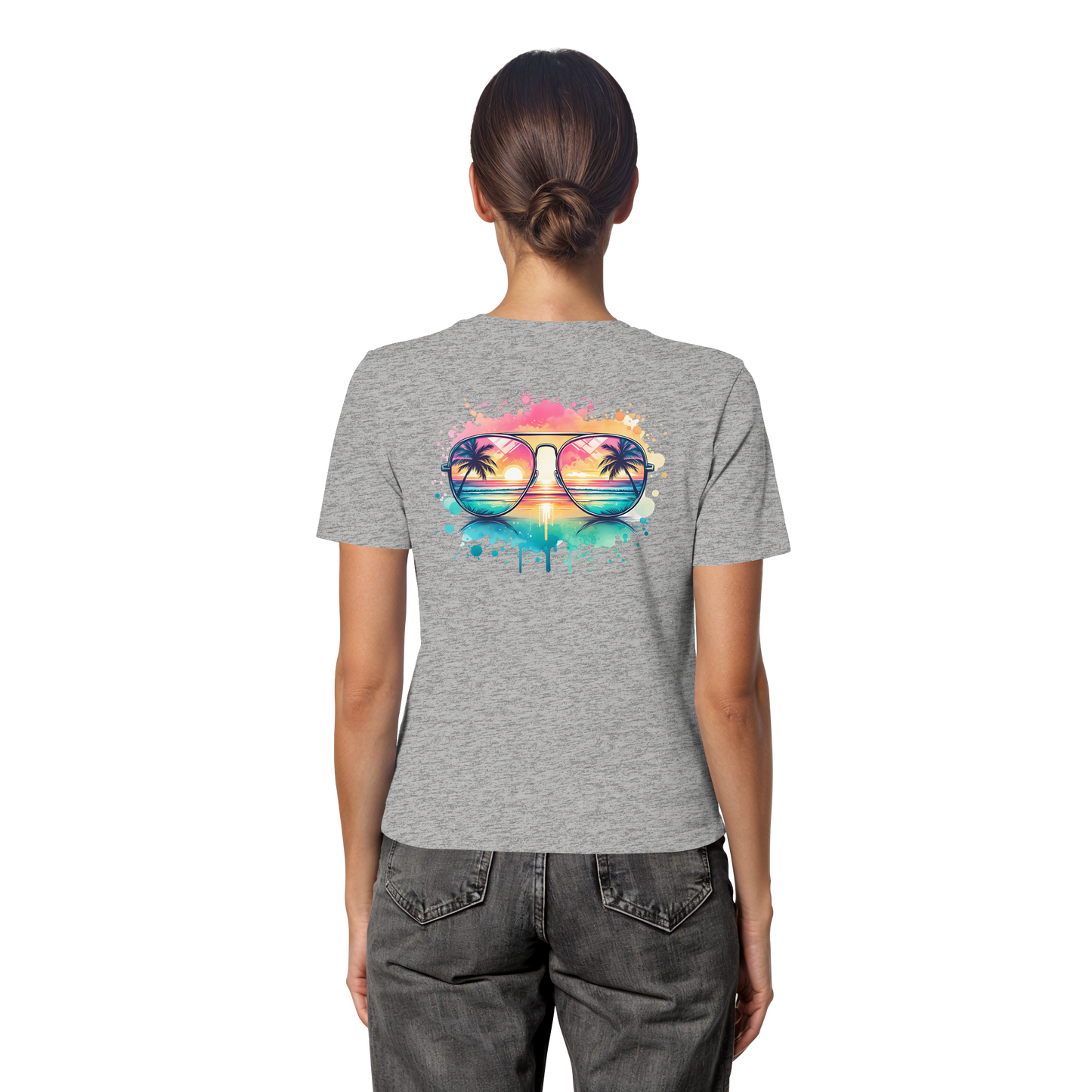 Tropical Sunset Glasses - Fitted Ladies Organic Shirt
