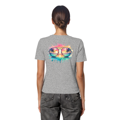 Tropical Sunset Glasses - Fitted Ladies Organic Shirt