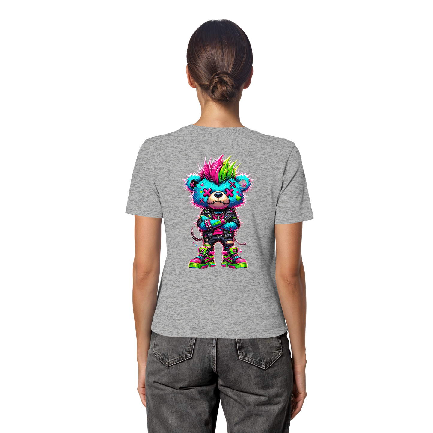 Punk Neon Teddy - Fitted Ladies Organic Shirt
