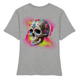 Chemise bio ajustée pour femme à motif tête de mort florale