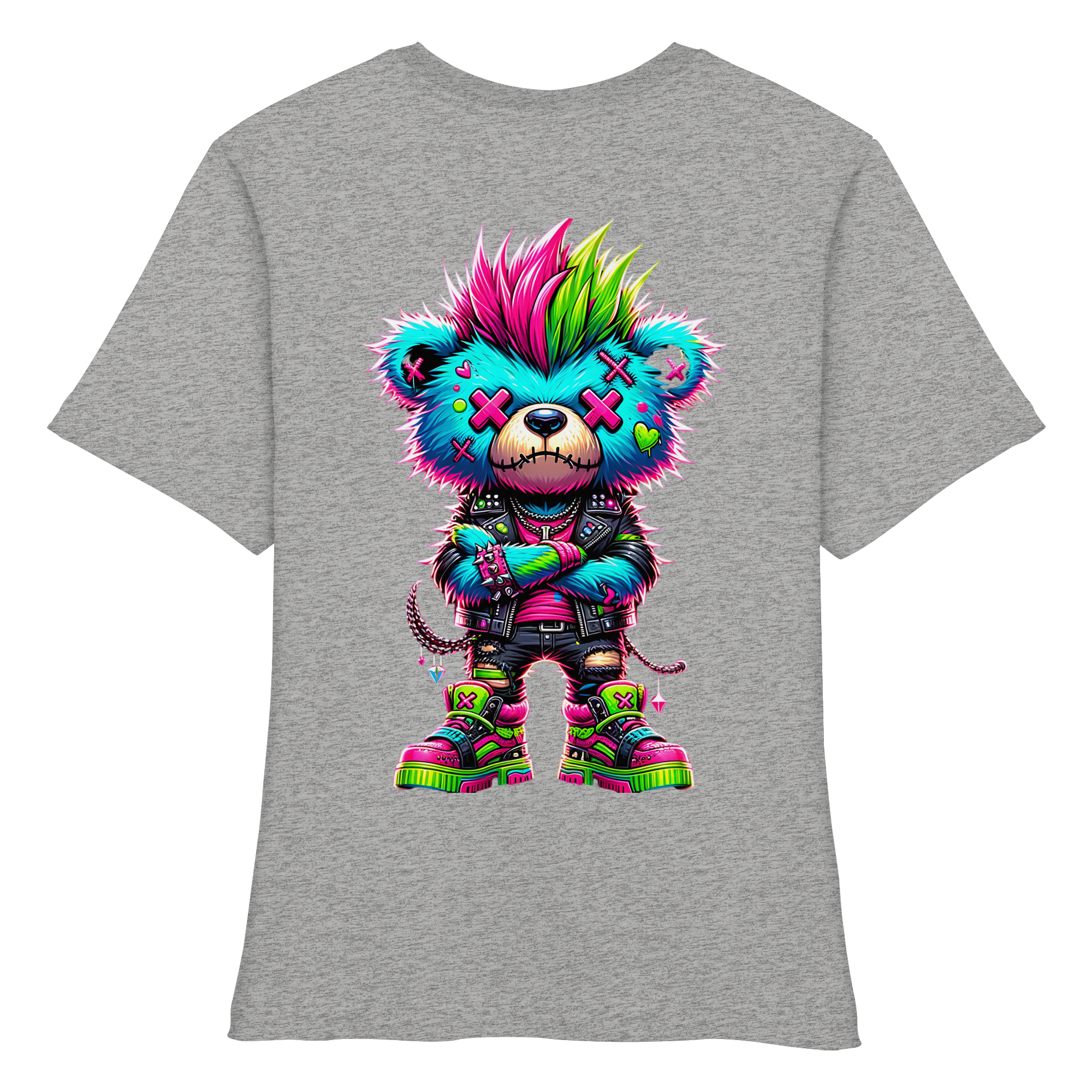 Punk Neon Teddy - Fitted Ladies Organic Shirt