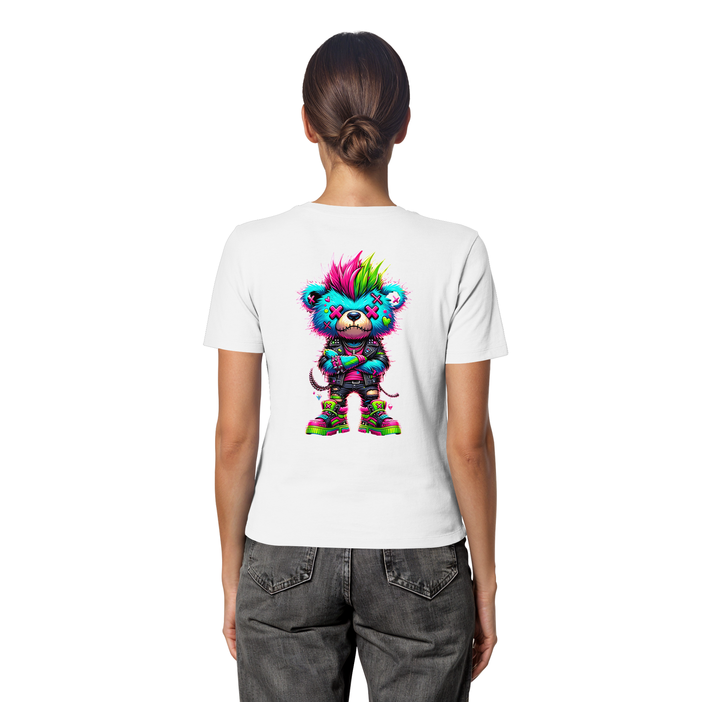 Punk Neon Teddy - Fitted Ladies Organic Shirt