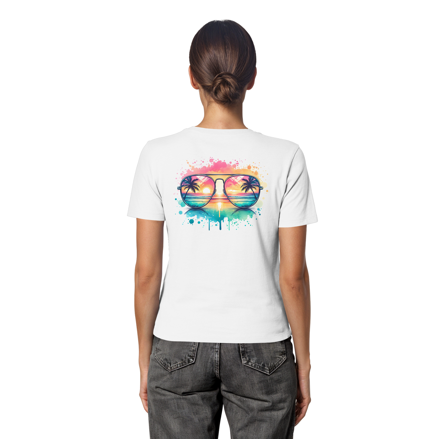 Tropical Sunset Glasses - Fitted Ladies Organic Shirt