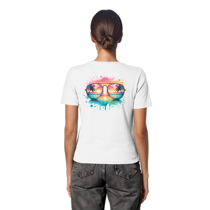 Tropical Sunset Glasses - Fitted Ladies Organic Shirt