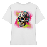 Chemise bio ajustée pour femme à motif tête de mort florale