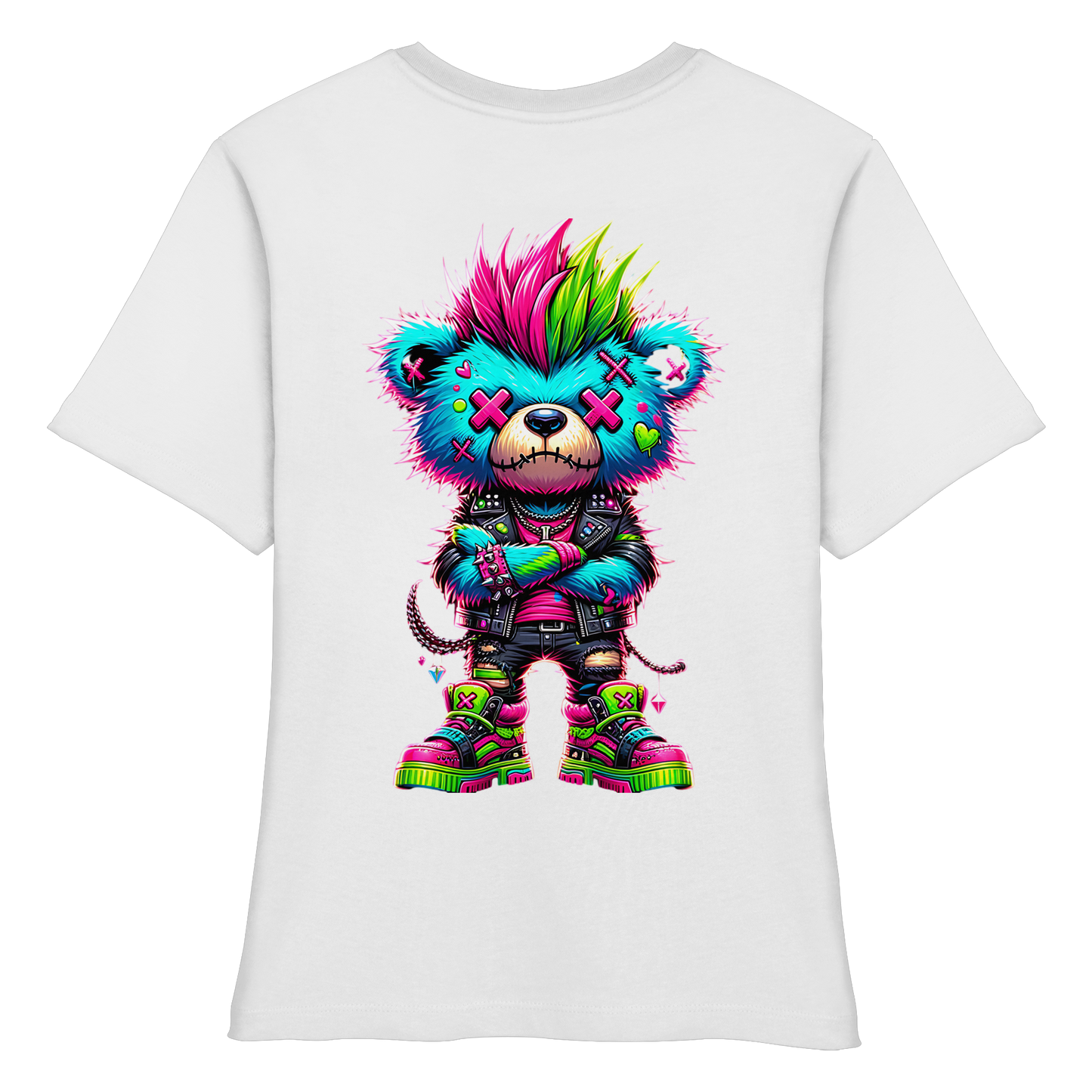 Punk Neon Teddy - Fitted Ladies Organic Shirt