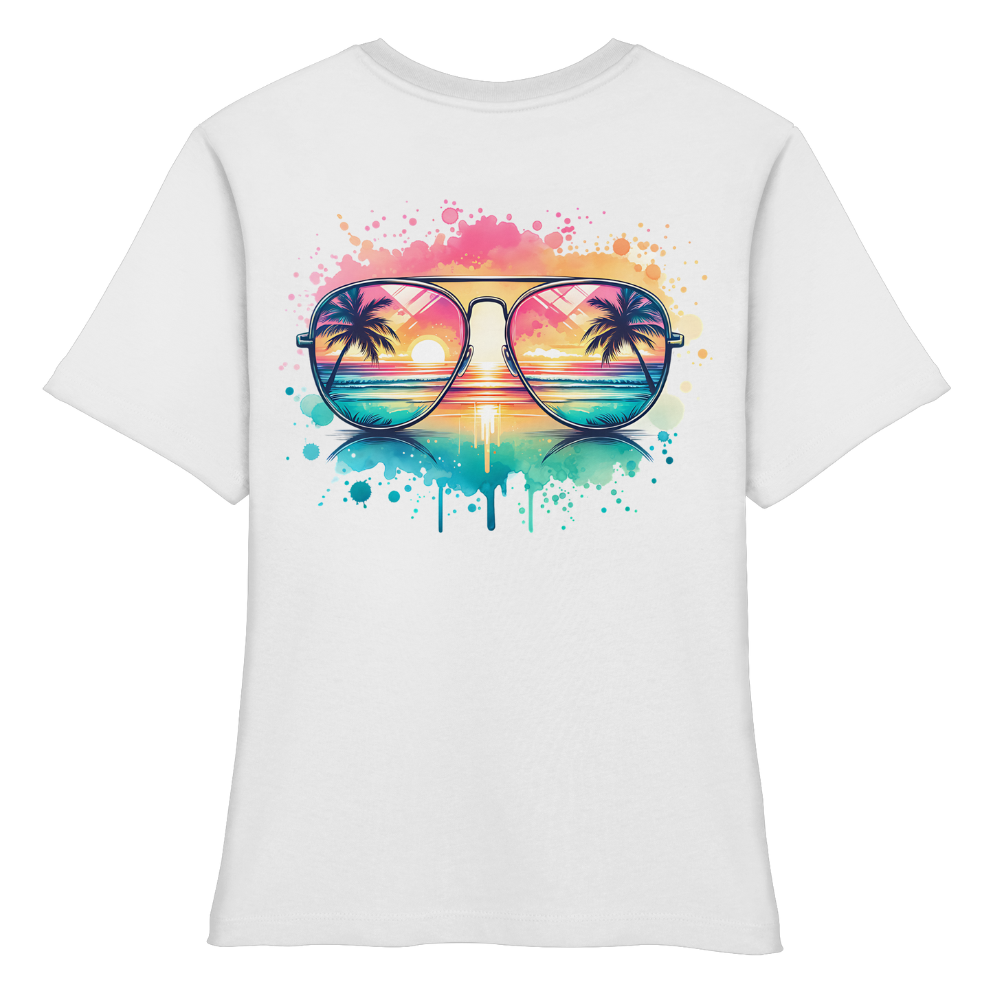 Tropical Sunset Glasses - Fitted Ladies Organic Shirt