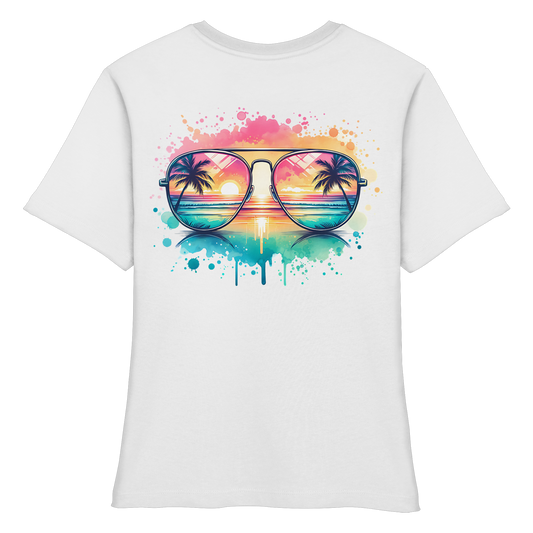 Tropical Sunset Glasses - Fitted Ladies Organic Shirt