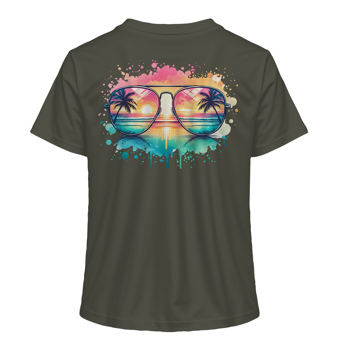 Tropical Sunset Glasses - Ladies Organic Shirt