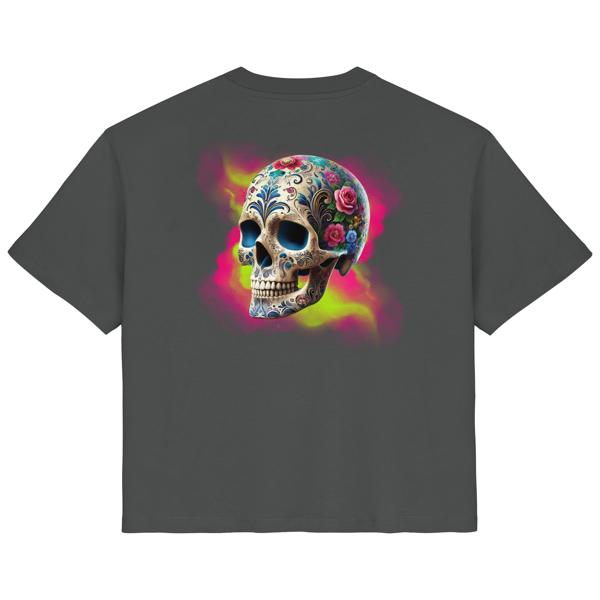 T-shirt bio pour femme à motif tête de mort florale