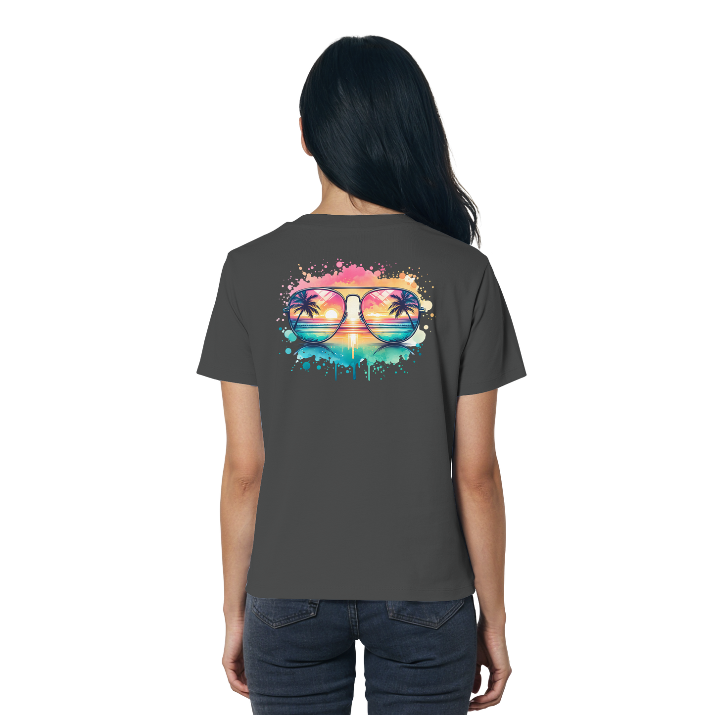 Tropical Sunset Glasses - Ladies Organic Shirt