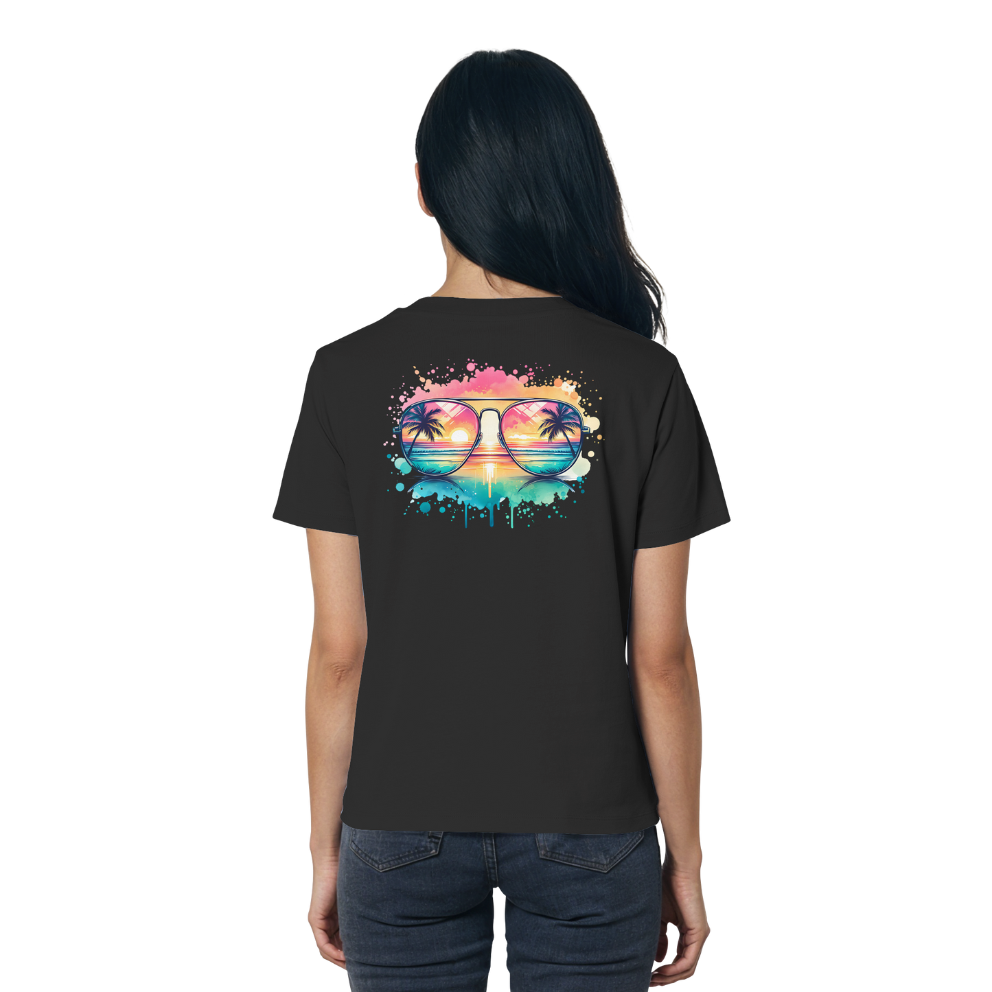 Tropical Sunset Glasses - Ladies Organic Shirt