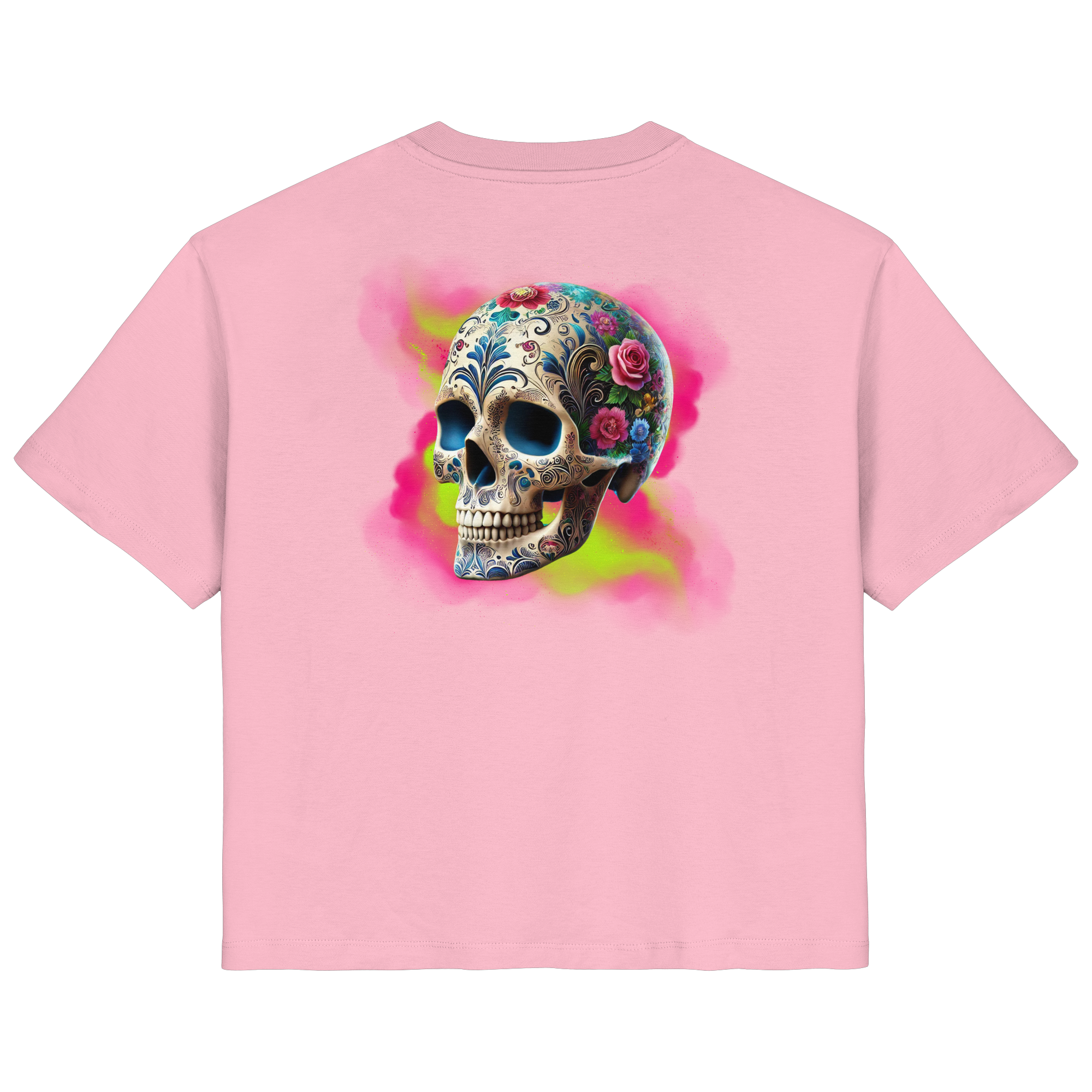 T-shirt bio pour femme à motif tête de mort florale