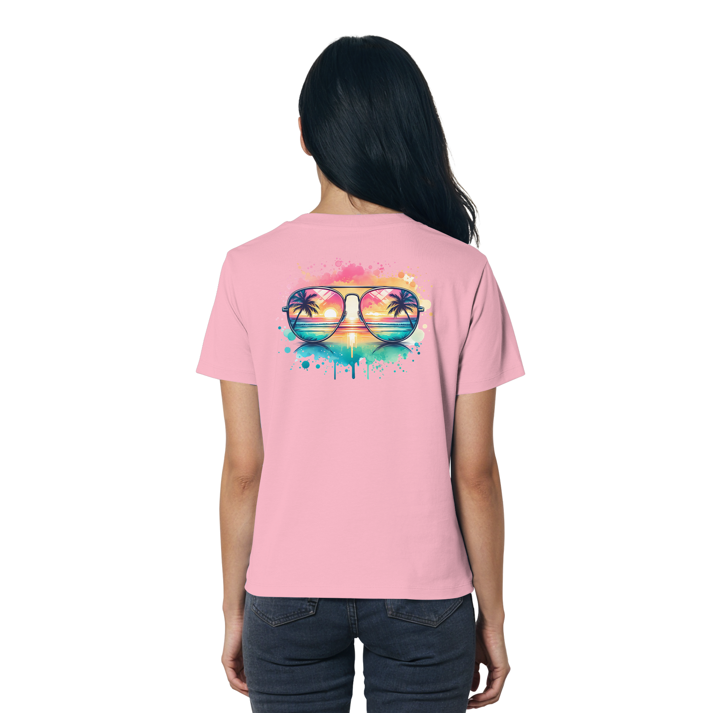 Tropical Sunset Glasses - Ladies Organic Shirt