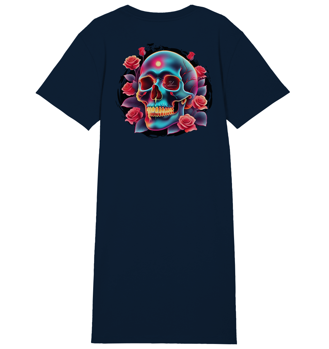 Glow Skull Design - Ladies Organic Shirt Dress