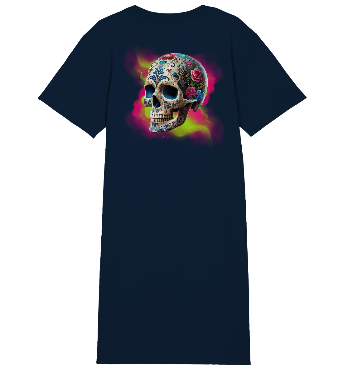 Floral Skull - Ladies Organic Shirt Dress