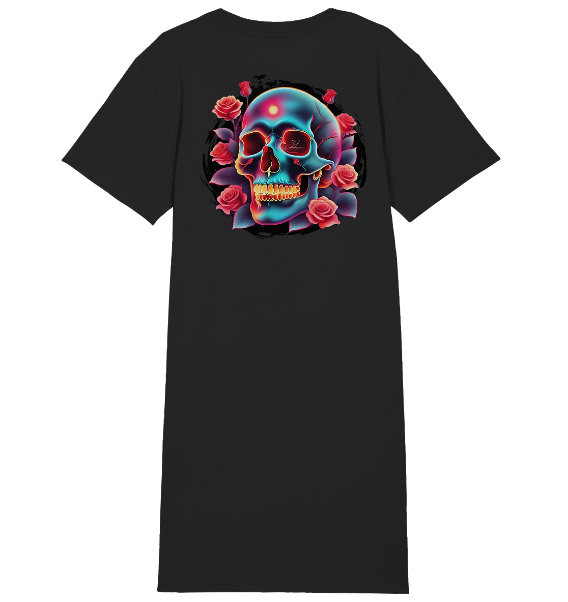 Glow Skull Design - Ladies Organic Shirt Dress