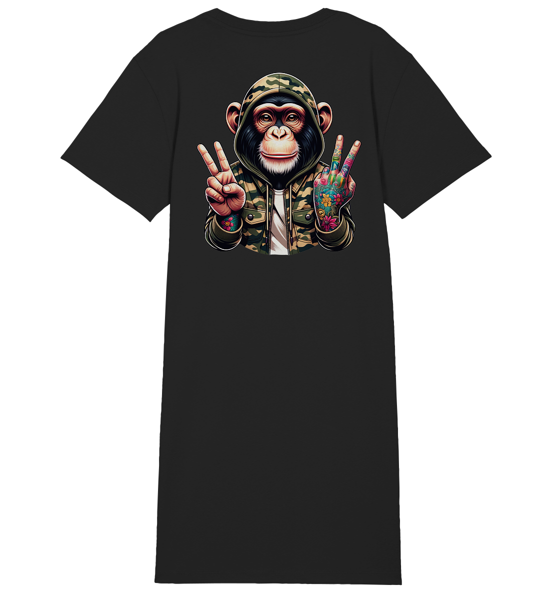 Jungle Ink Monkey - Ladies Organic Shirt Dress