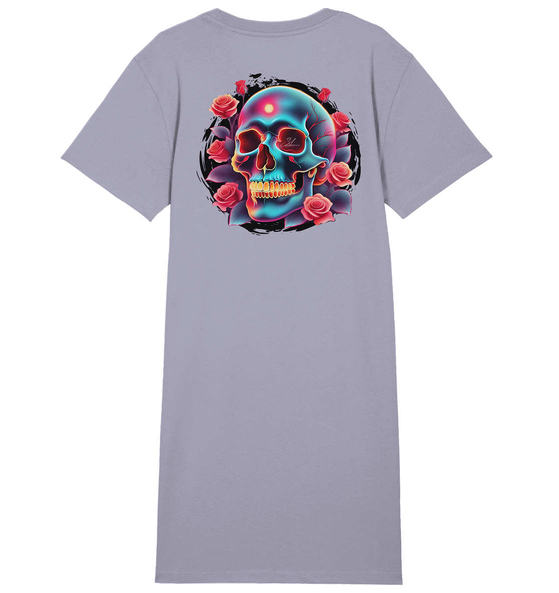 Glow Skull Design - Ladies Organic Shirt Dress